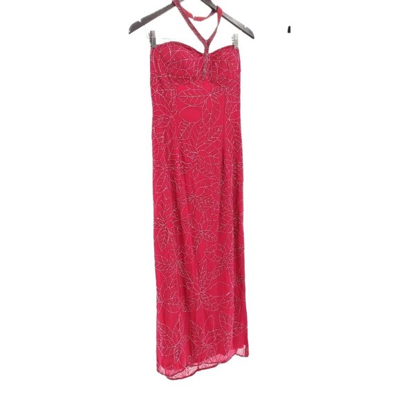Andretta Donatello Dresses & Skirts - ANDRETTA DONATELLO Red SILK Beaded Maxi Halter dress